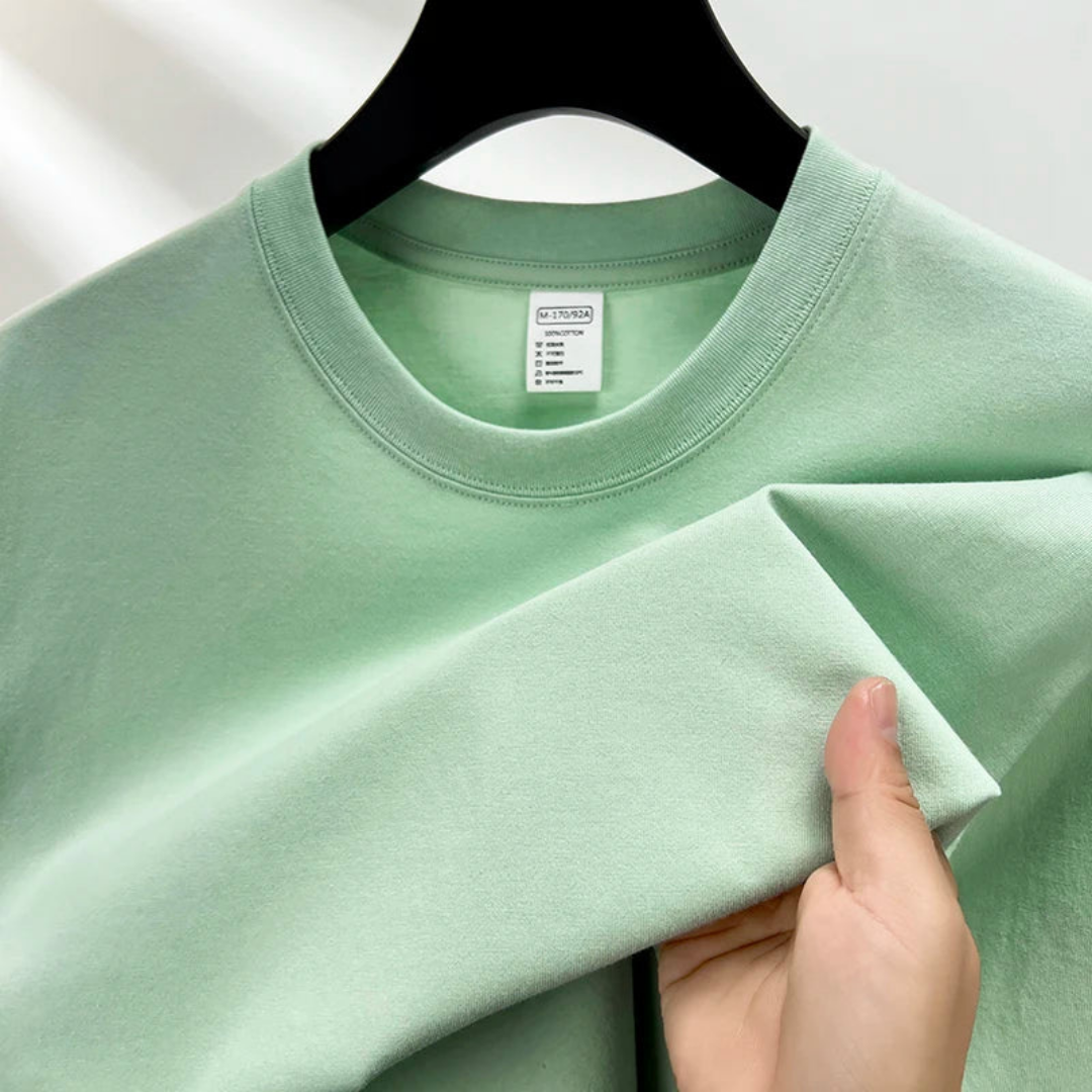 Schlichtes T-Shirt - Lässiges T-Shirt mit Rundhalsausschnitt für Männer-Mintgrün-S-Chaps Herrenmode
