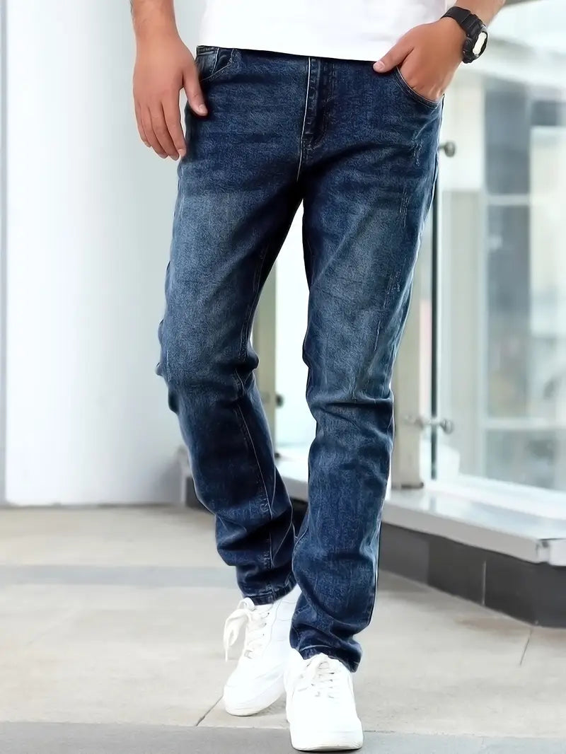 Schmale Herrenjeans Blau Vorgewaschen Skinny Style - BerlinGlamour