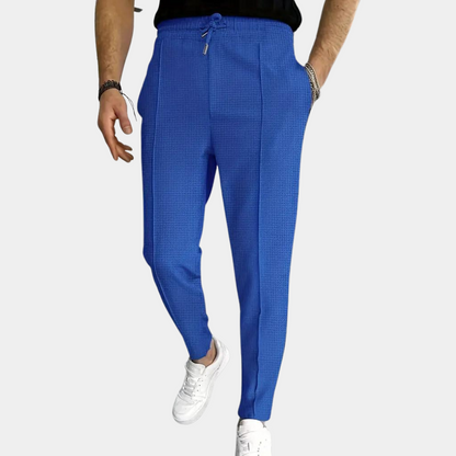 Schmal geschnittene Jogginghosen - Skinny Jogginghose für Männer mit elastischem Bund und Kordelzug-Blau-S-Chaps Herrenmode