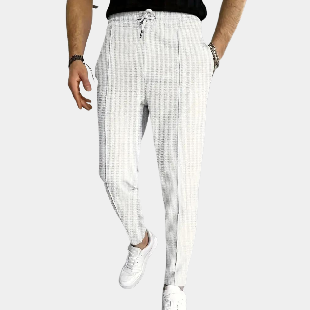 Schmal geschnittene Jogginghosen - Skinny Jogginghose für Männer mit elastischem Bund und Kordelzug-Weiß-S-Chaps Herrenmode