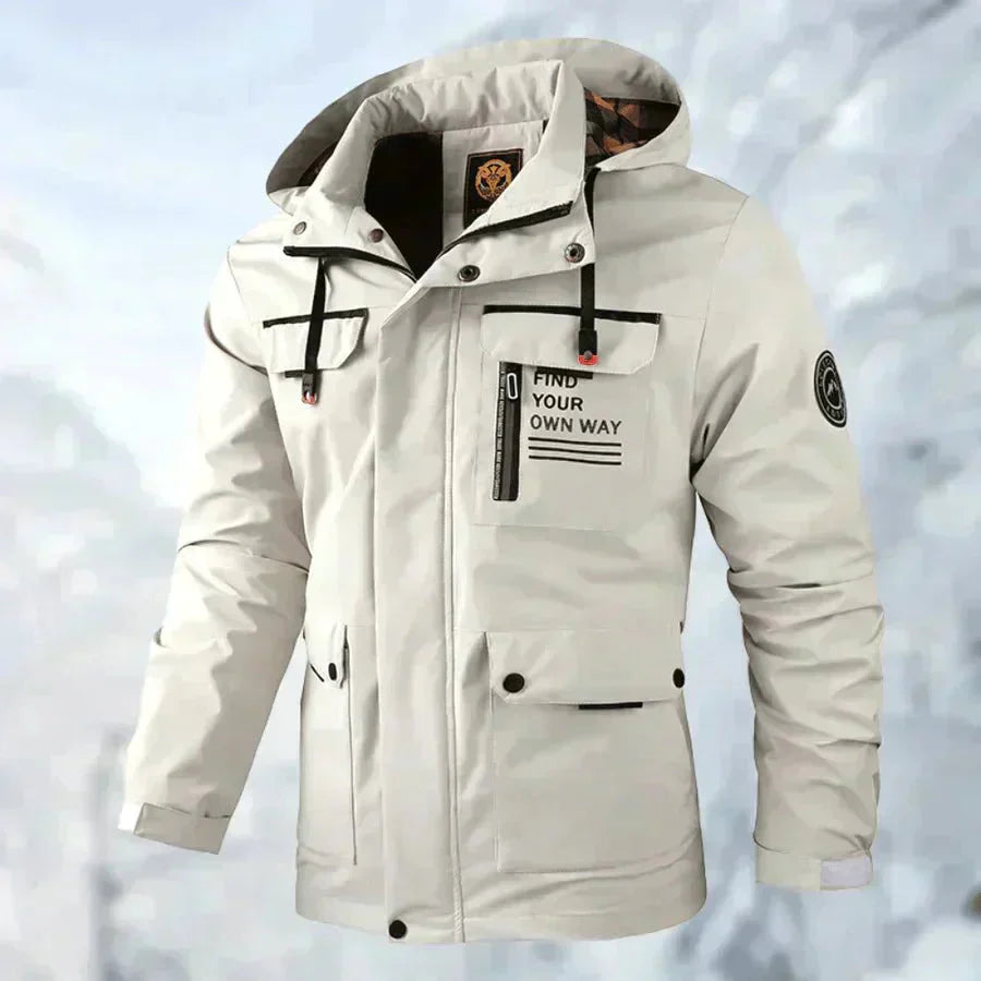 Schneefeste Jacke | Wasserdicht | Mit Kapuze | Einsatzjacke | Winterjacke für Herren-Weiß-M-Chaps Herrenmode