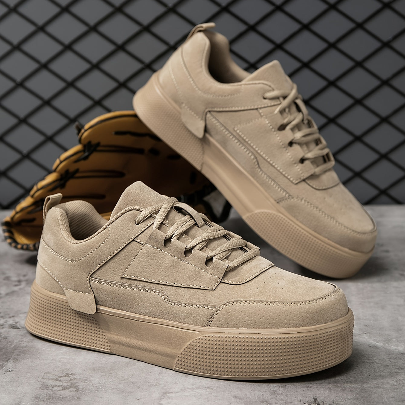Schnürsneaker | Plateau | Dicke Sohle | Streetwear-Sneaker | Herrensneaker-Khaki-39-Chaps Herrenmode