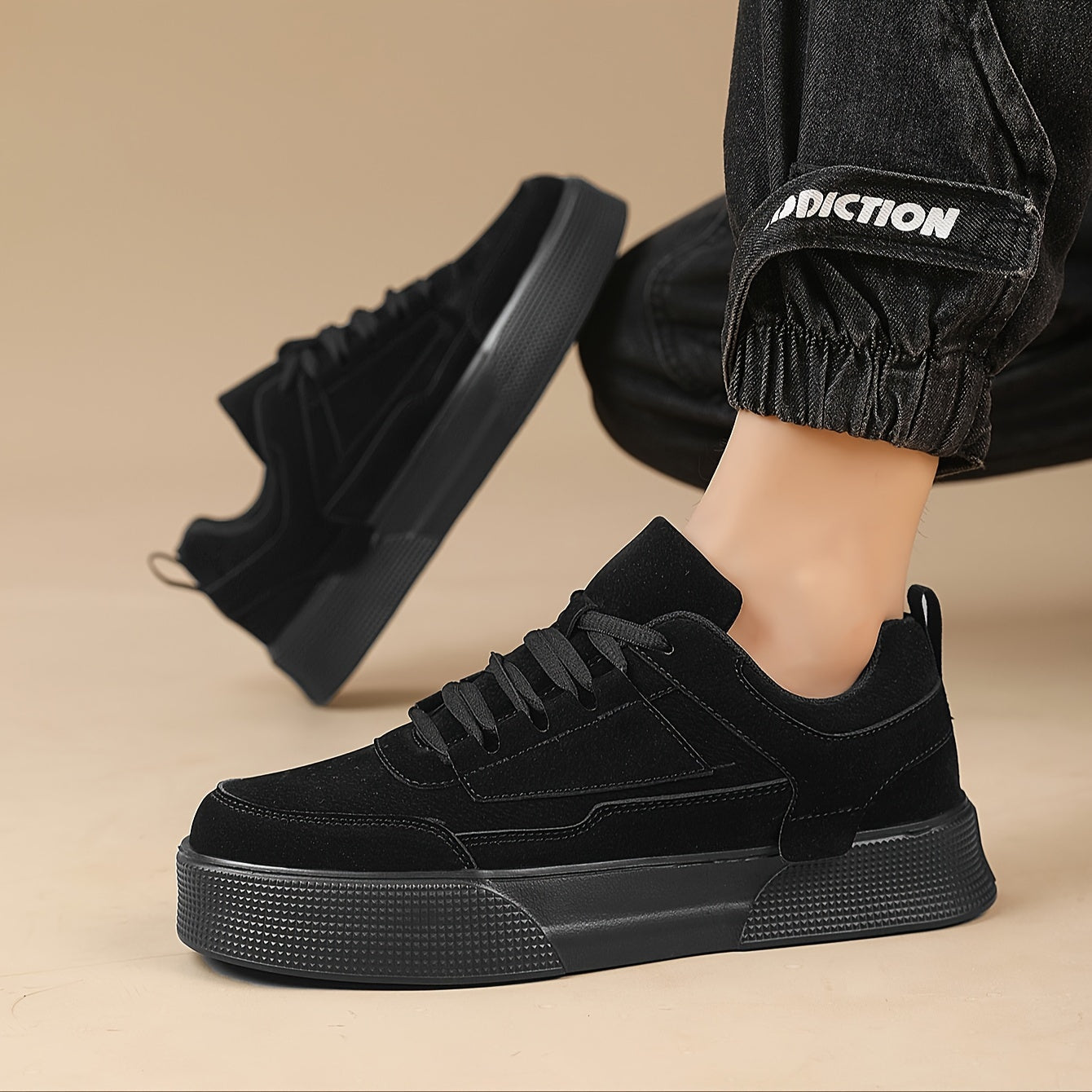 Schnürsneaker | Plateau | Dicke Sohle | Streetwear-Sneaker | Herrensneaker-Schwarz-39-Chaps Herrenmode