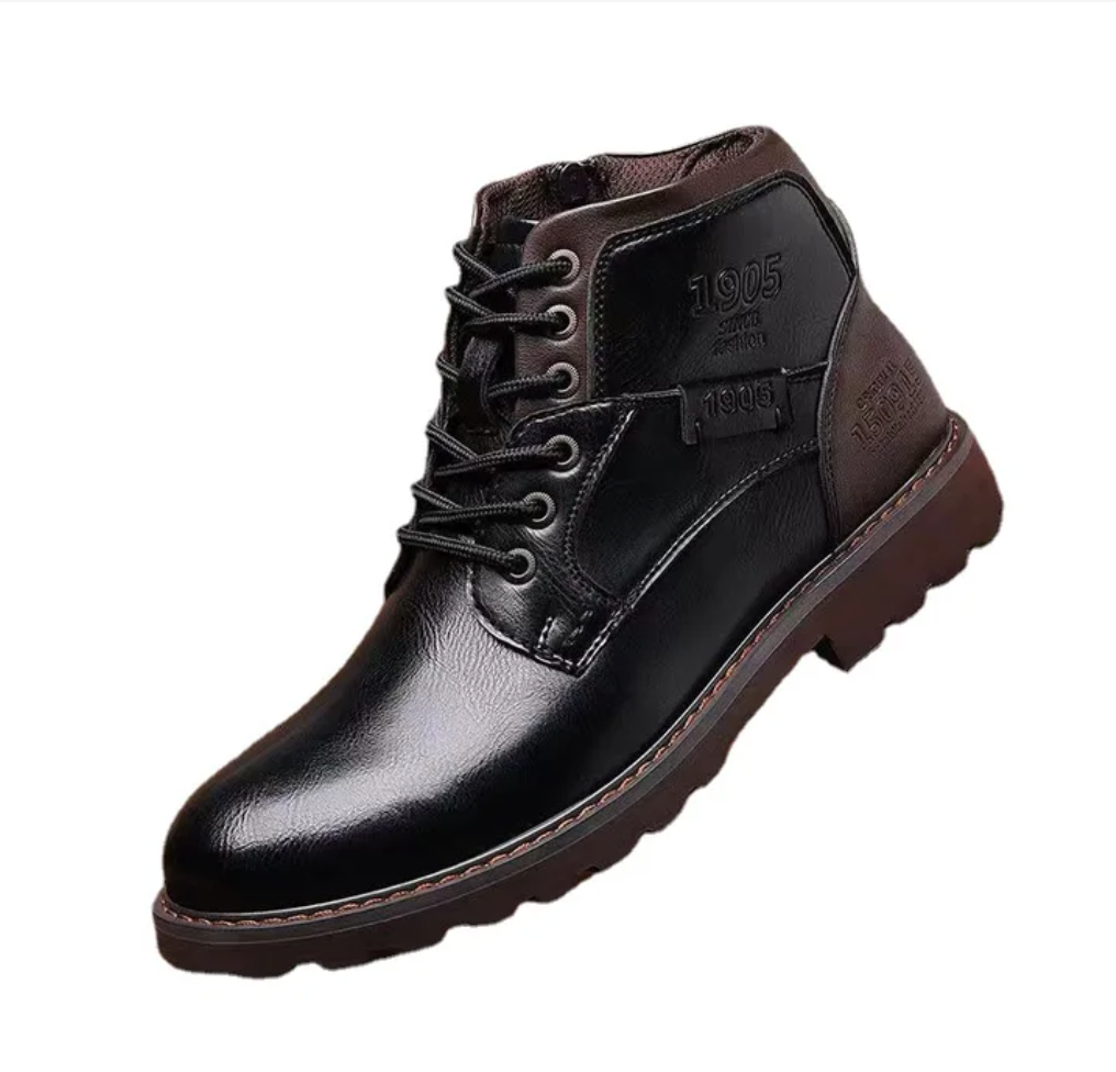 Herren Lederstiefel Schnürung dunkelbraun - BerlinGlamour