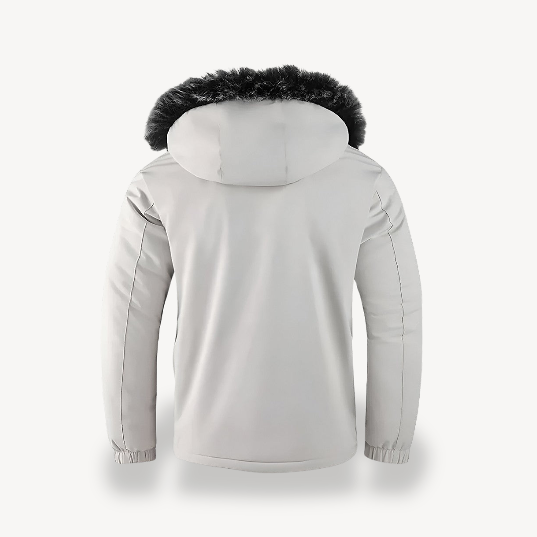 Schwarz-weiße Parkajacke mit Kapuze für Herren | Loravelle 2