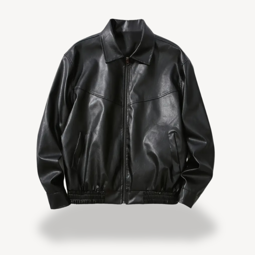 Schwarze Kunstlederjacke für Herren | Loravelle 0