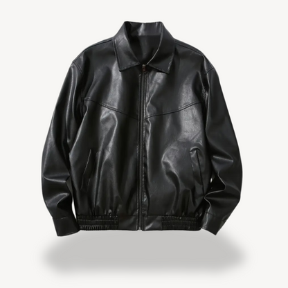 Schwarze Kunstlederjacke für Herren | Loravelle 0