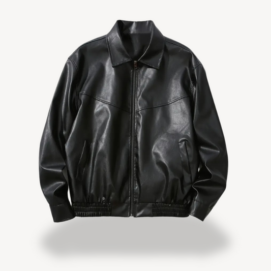 Schwarze Kunstlederjacke für Herren | Loravelle 0