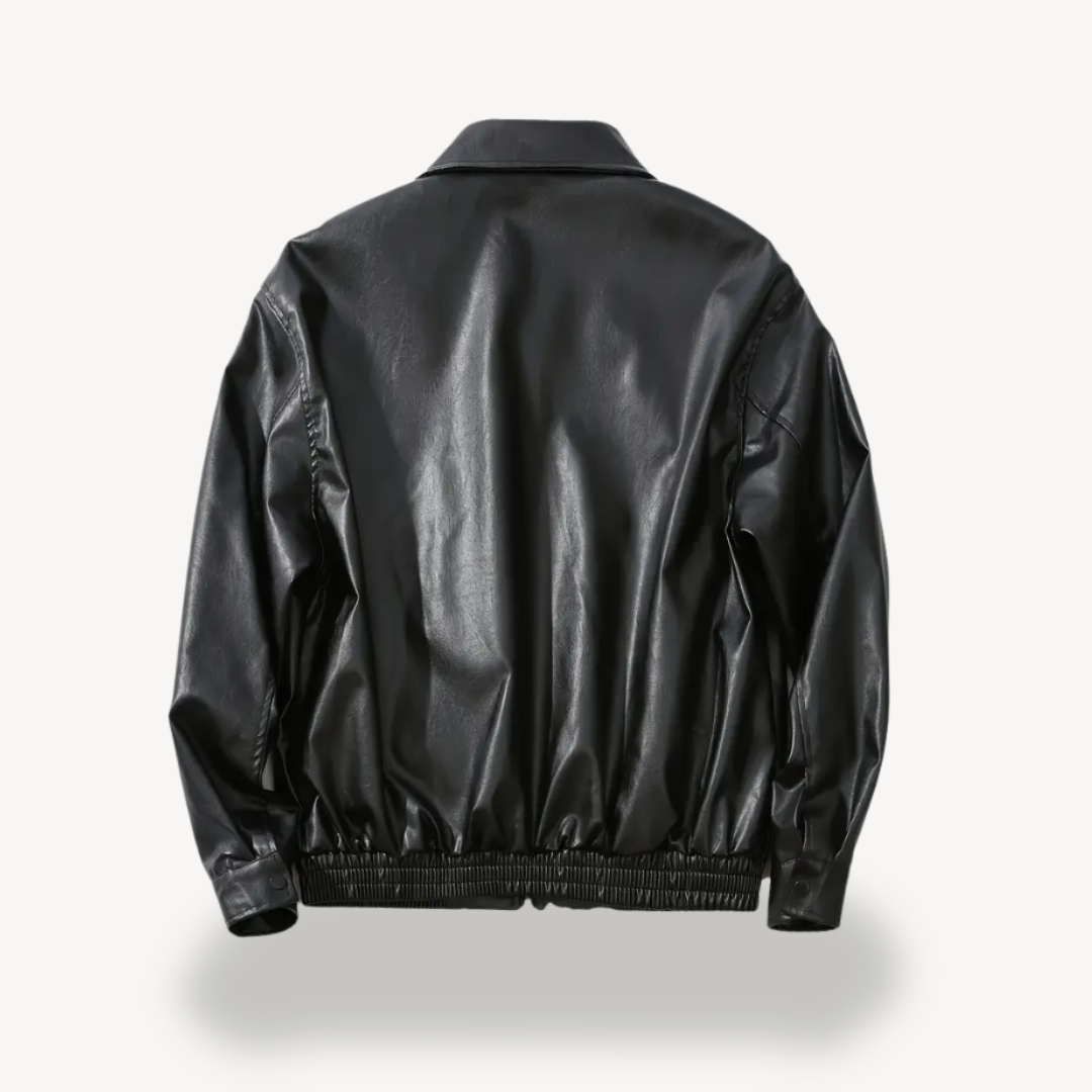 Schwarze Kunstlederjacke für Herren | Loravelle 1