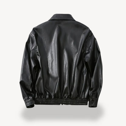 Schwarze Kunstlederjacke für Herren | Loravelle 1