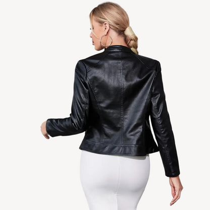 Schwarze Lederjacke für Damen | Loravelle 1