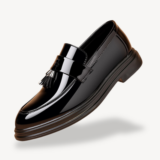 Schwarze orthopädische Loafer mit Quaste für Herren | Loravelle 0