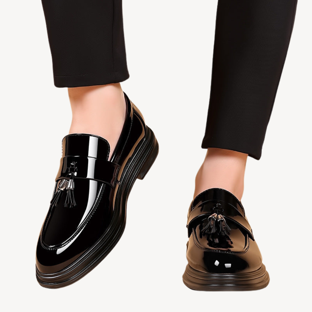 Schwarze orthopädische Loafer mit Quaste für Herren | Loravelle 3