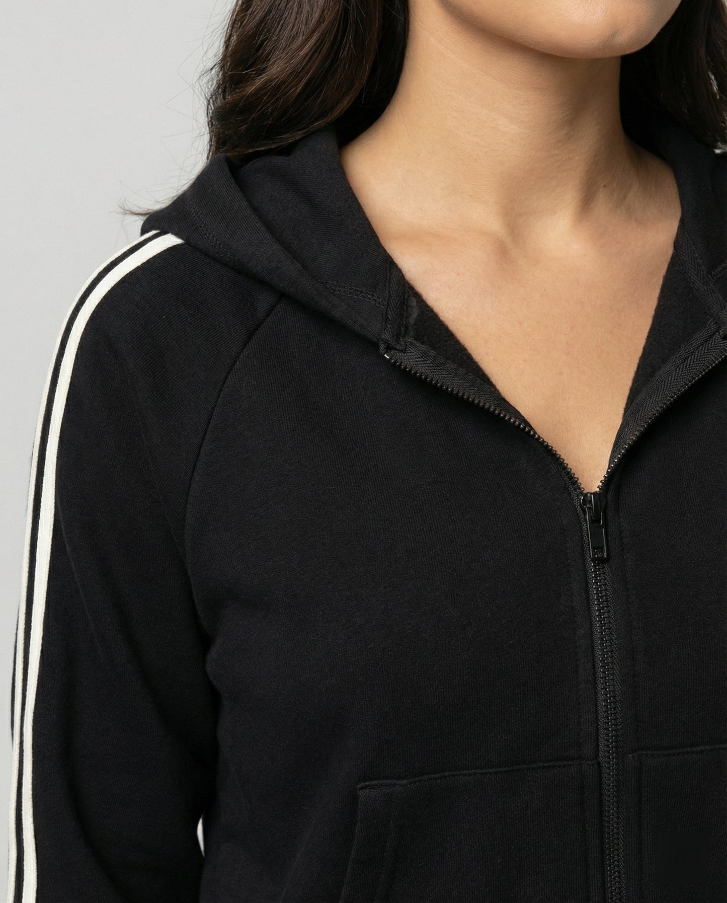 Damen Sportanzug Set Schwarz Streifen Hoodie Hose