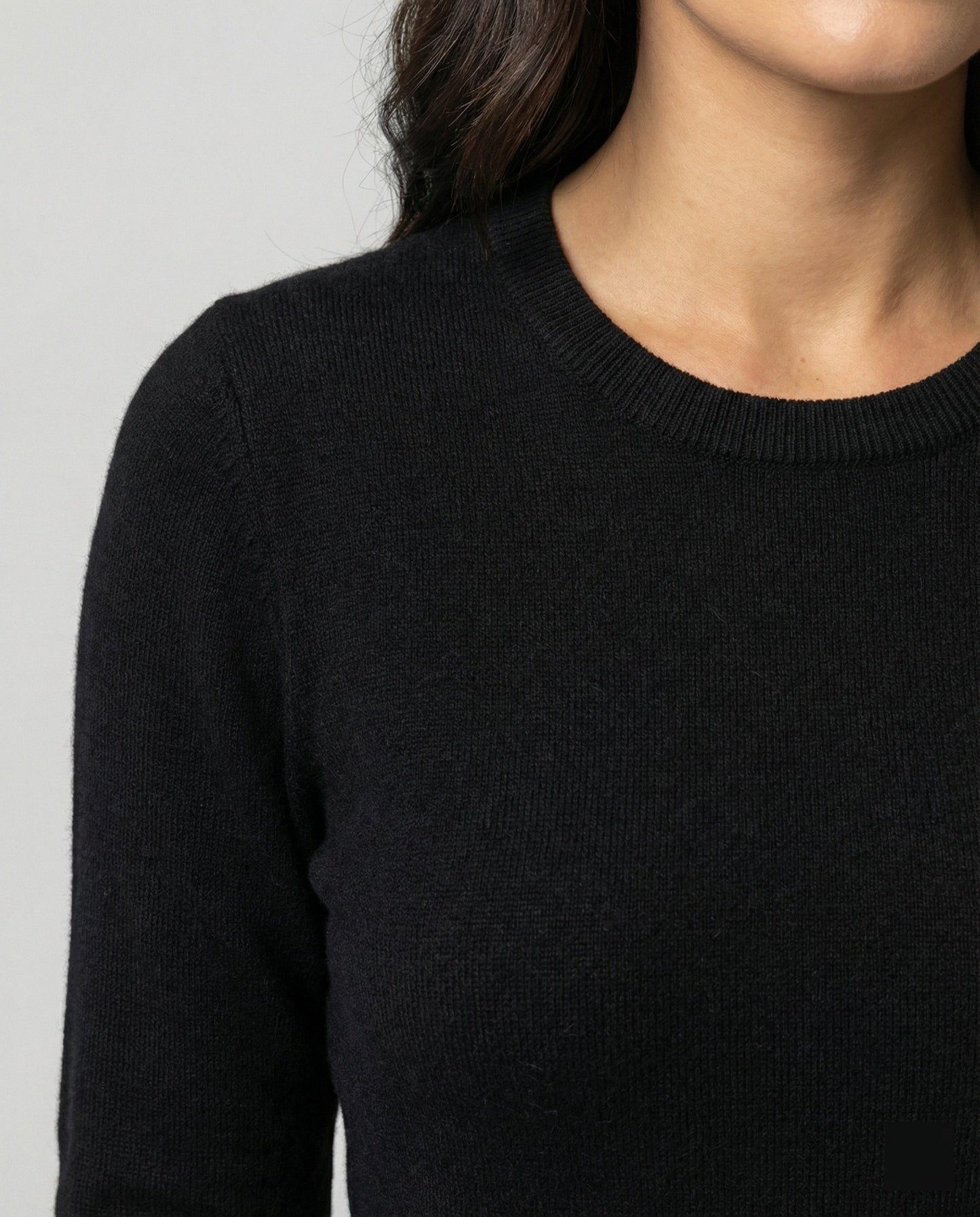 Schwarzer Damen Pullover Slim Fit Langarm Rundhals