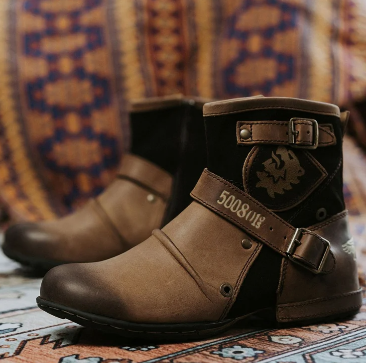 Herrenstiefel Vintage Stil Leder Braun - BerlinGlamour