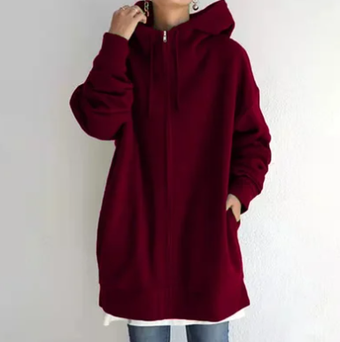 Wein Winter-Kapuzenpullover mit Reißverschluss