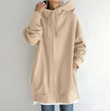 Damen Hoodie Reißverschluss Warm Herbst Winter