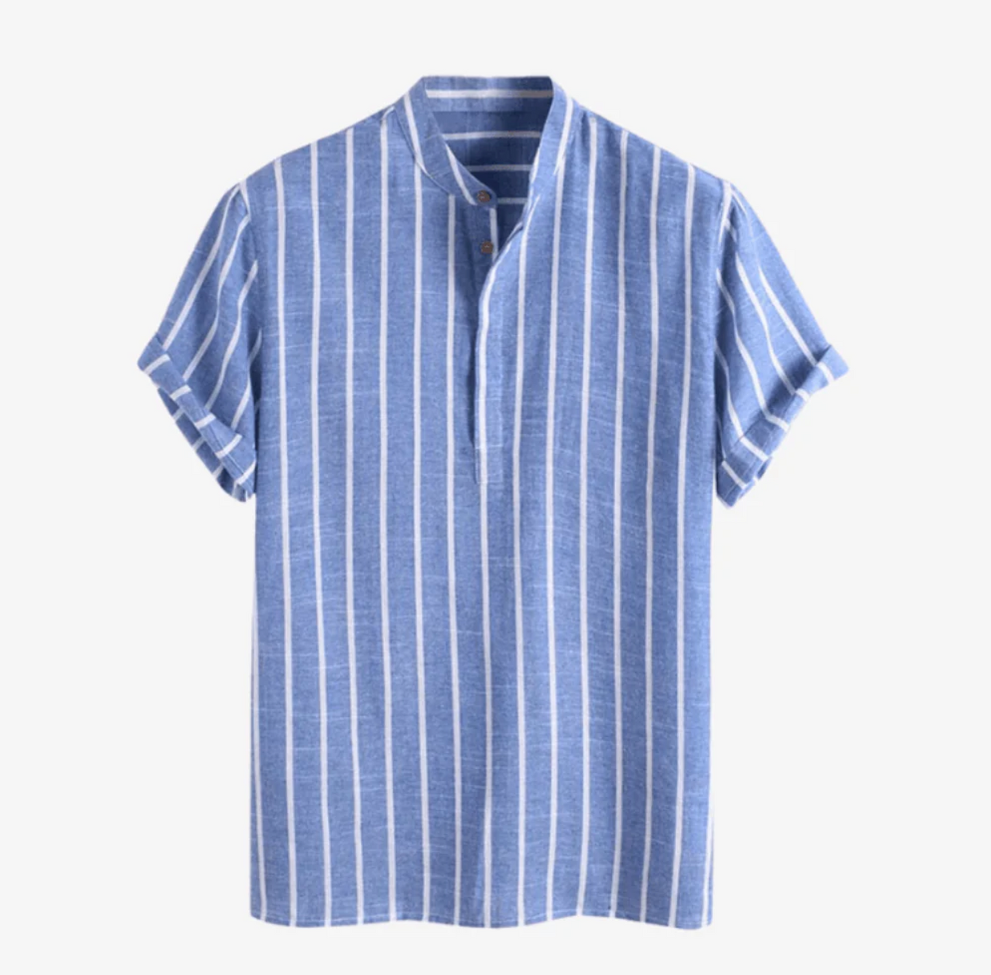 Herren Leinenhemd Blau Gestreift Sommerhemd Modern - BerlinGlamour