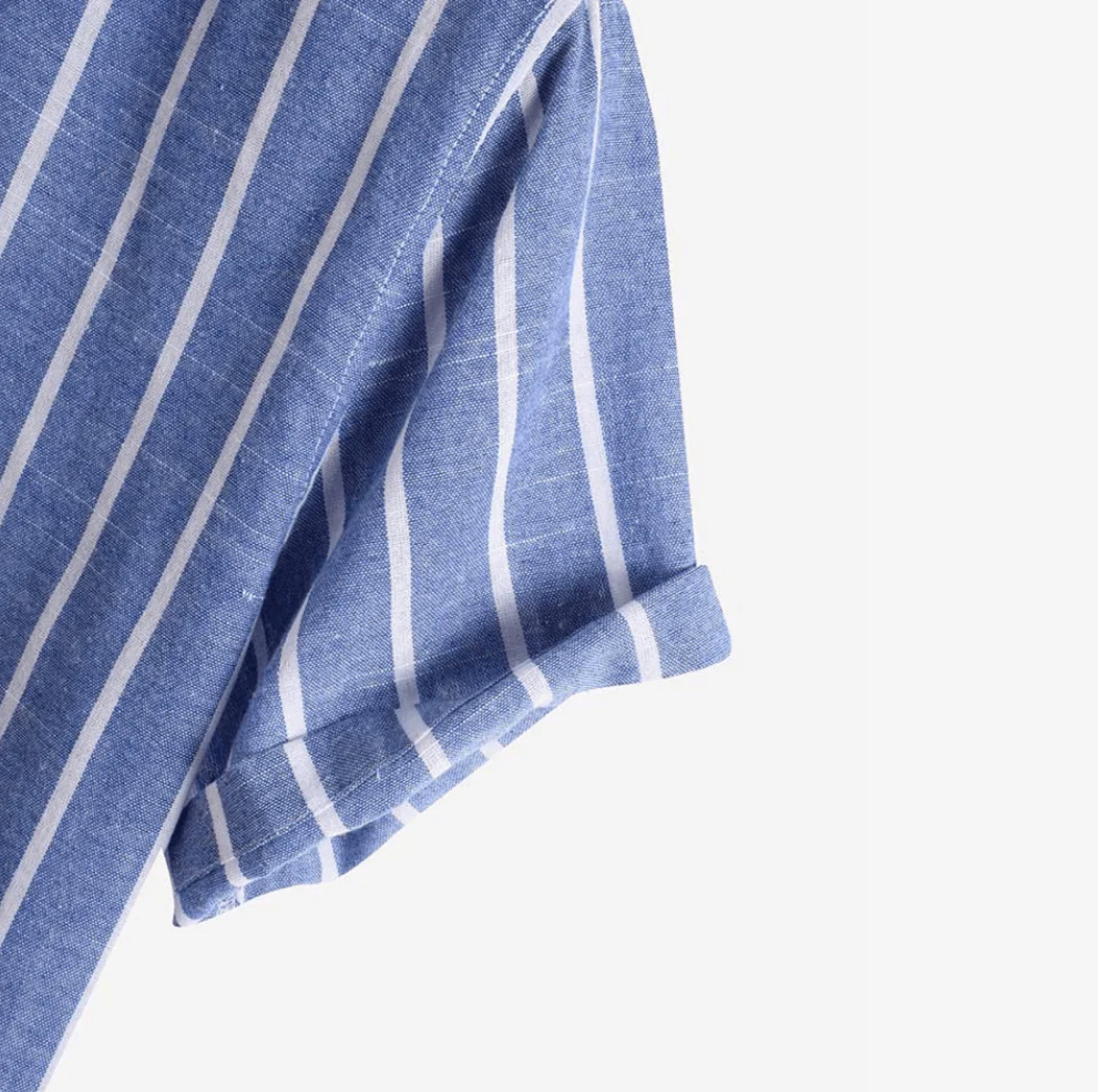Herren Leinenhemd Blau Gestreift Sommerhemd Modern