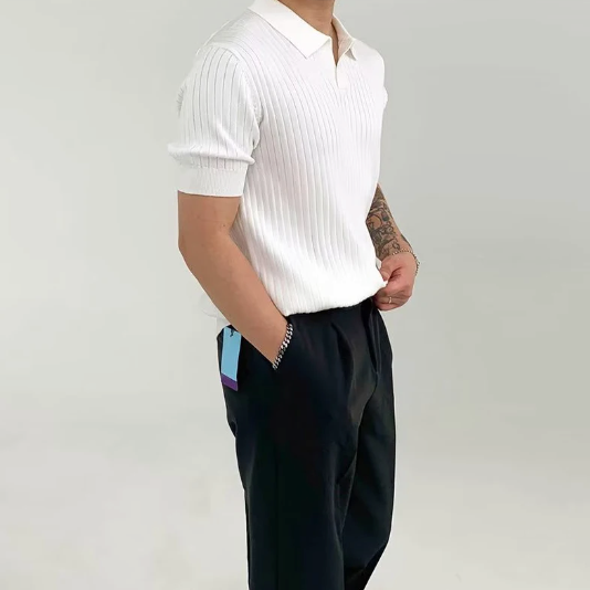 Herren Polohemd Baumwolle Gerippt Florence Style - BerlinGlamour