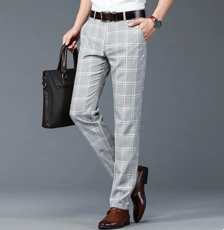 Herrenhose Stretch Kariert Elegant Slimfit