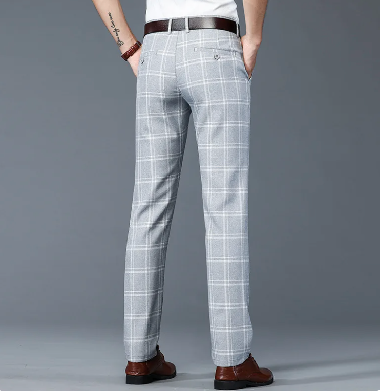 Herrenhose Stretch Kariert Elegant Slimfit