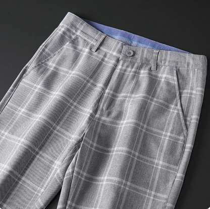 Herrenhose Stretch Kariert Elegant Slimfit