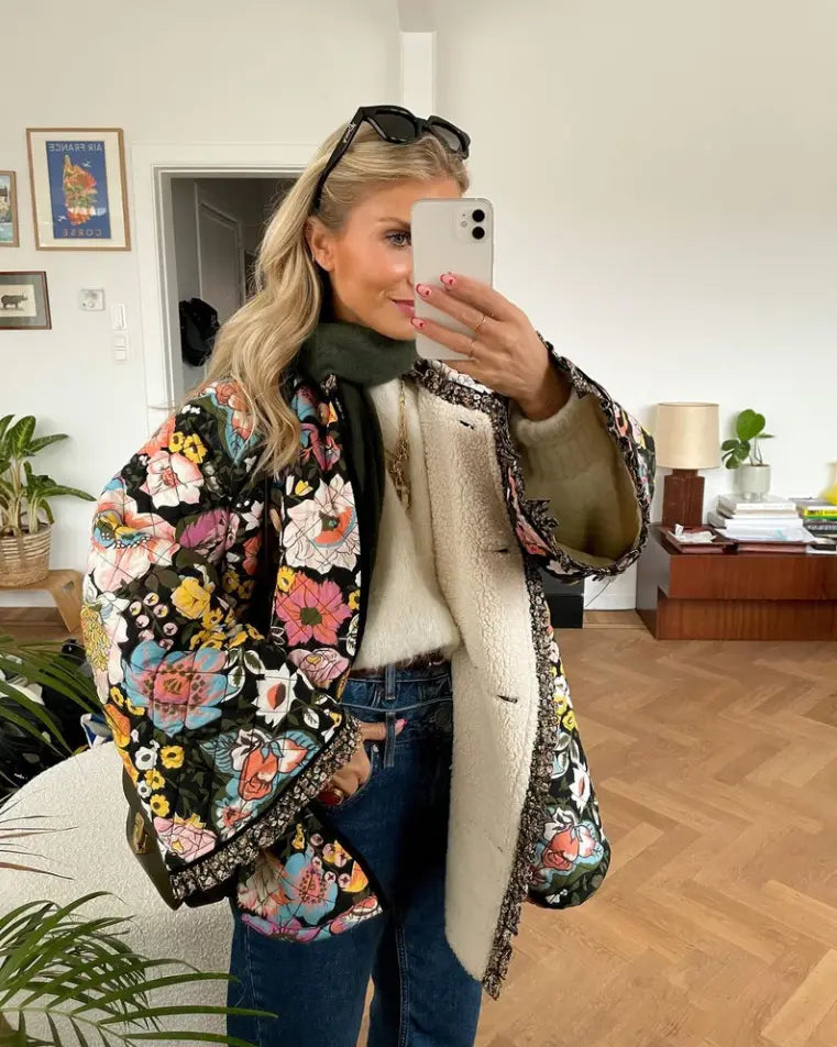 Blumenjacke Damen Sommerjacke Blumenmuster - BerlinGlamour