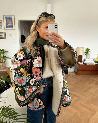 Blumenjacke Damen Sommerjacke Blumenmuster - BerlinGlamour