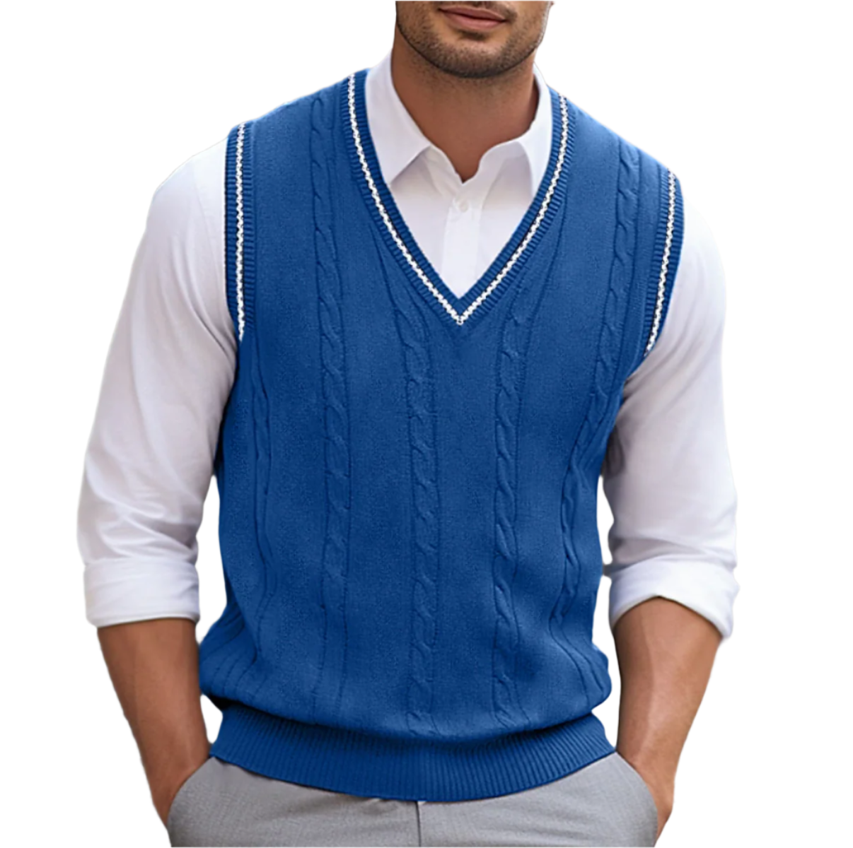 Herren Strickweste Ärmellos V-Ausschnitt Modern