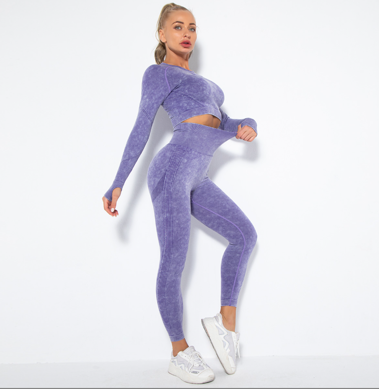 Sportliches Yoga Set Crop Top High Waist Leggings