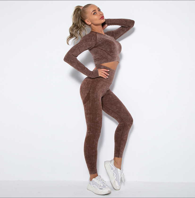 Sportliches Yoga Set Crop Top High Waist Leggings