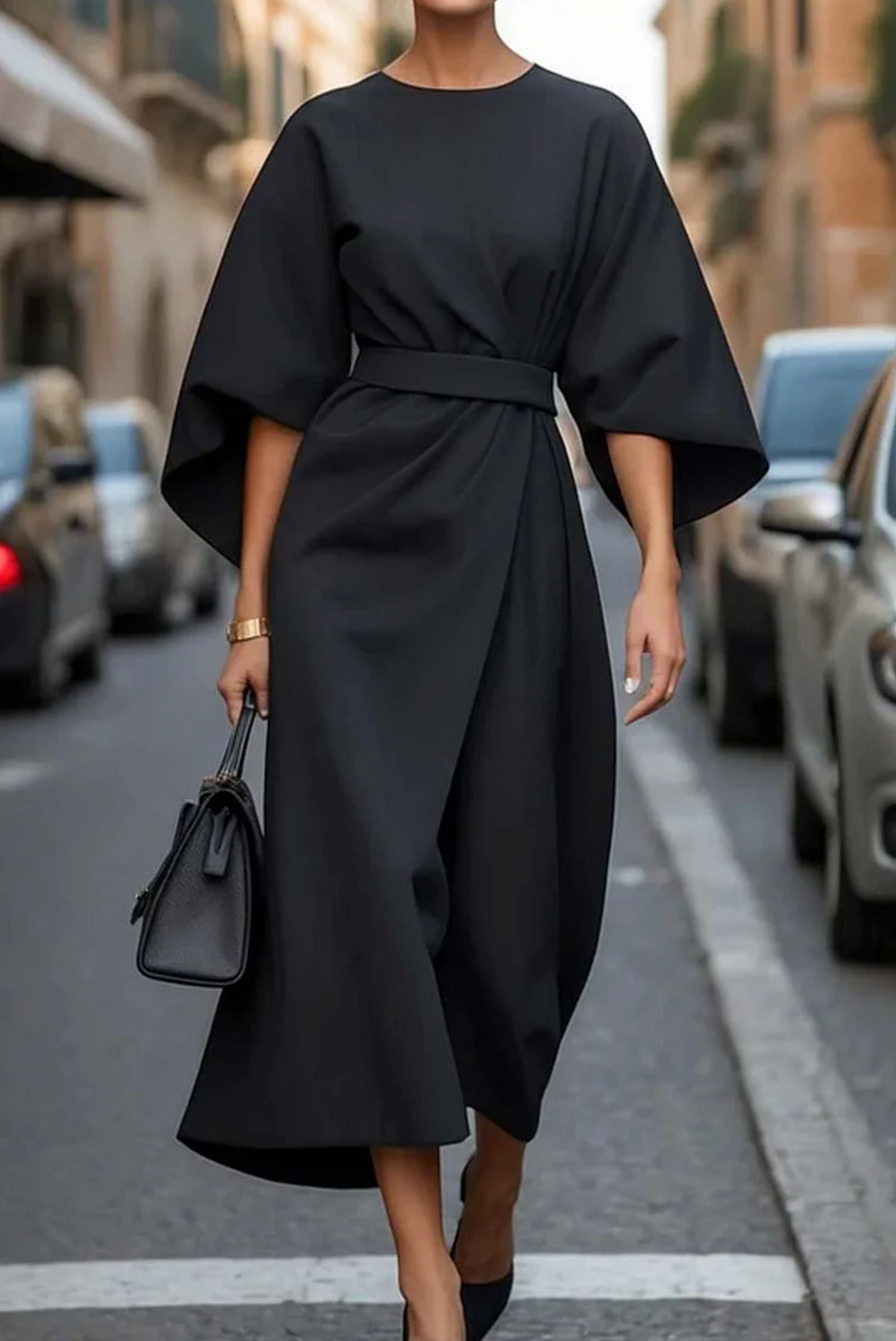 Damen Winterkleid Midi Langärmelig Warm