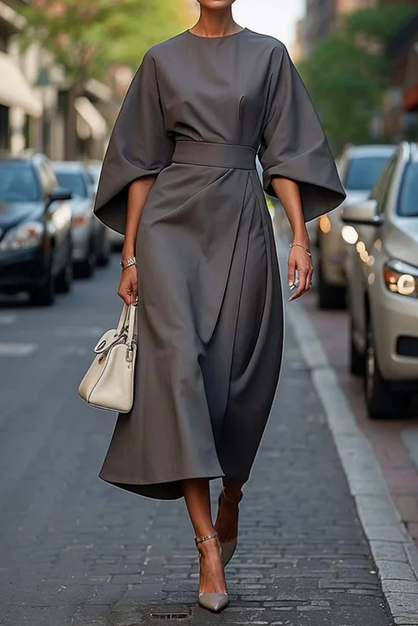 Damen Winterkleid Midi Langärmelig Warm