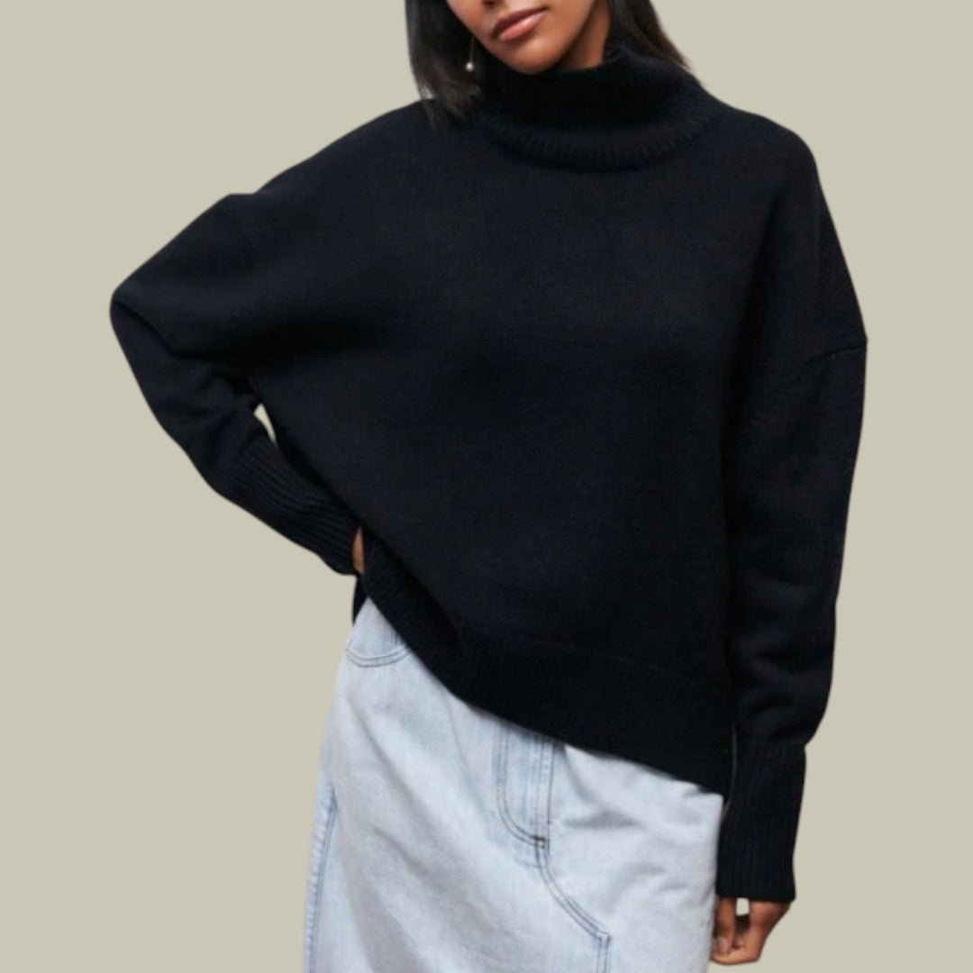 Damen Rollkragenpullover Locker Geschnitten Bequem