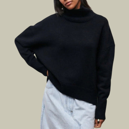 Damen Rollkragenpullover Locker Geschnitten Bequem
