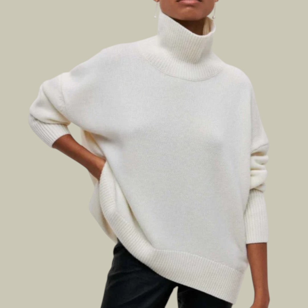 Damen Rollkragenpullover Locker Geschnitten Bequem