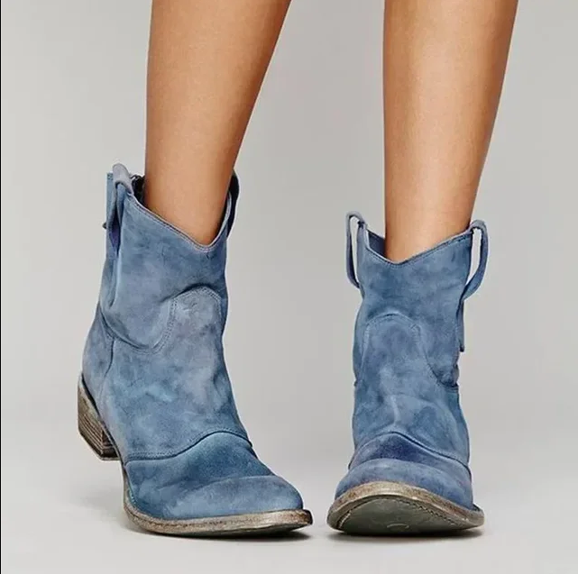 Damen Stiefeletten Cowboy Style Hochglanz