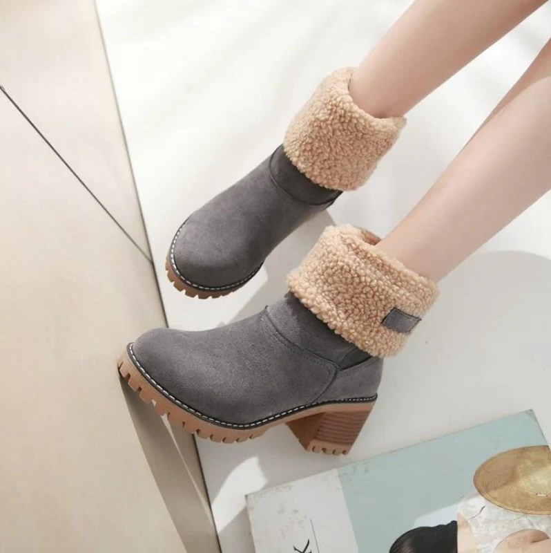 Warme Winterstiefel Wildleder Damen Stiefel Schnee