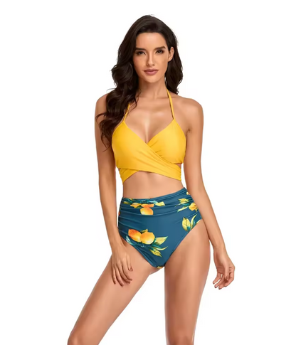 Bikini-Set Geblümt Wickelbikini Badeanzug Frauen