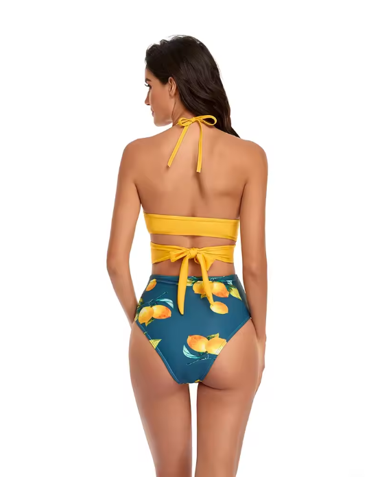 Bikini-Set Geblümt Wickelbikini Badeanzug Frauen