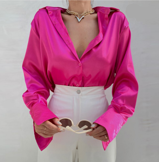 Elegante Satin Bluse Damen Modern