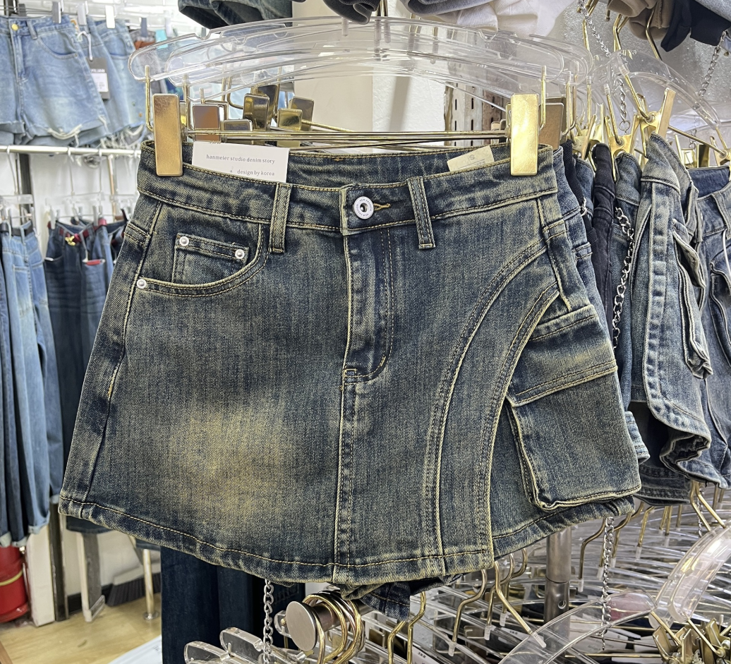 Kurzer Denim Minirock Damen Skort Jeans