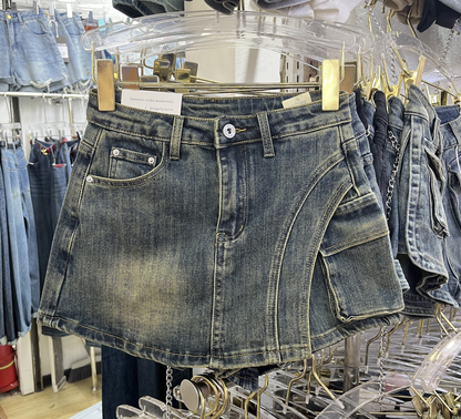 Kurzer Denim Minirock Damen Skort Jeans