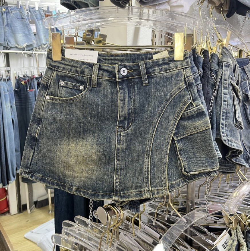 Kurzer Denim Minirock Damen Skort Jeans