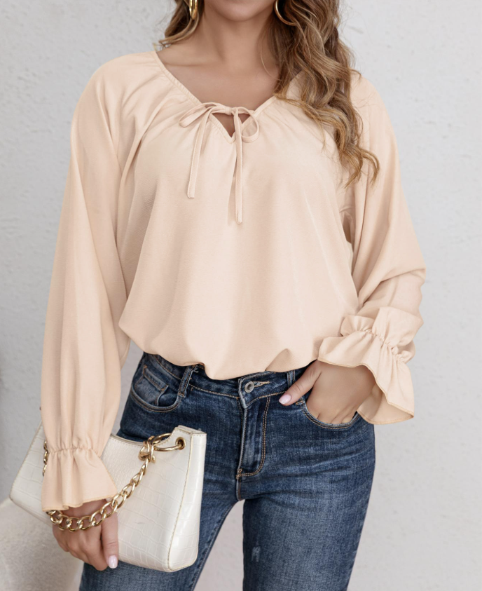 Damen Bluse Modern mit Rüschendetails und Kordelzug
