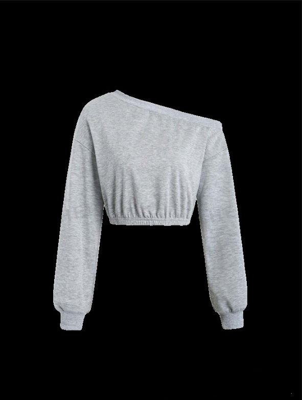 Damen Pullover Lässig Cropped Asymmetrisch Trendig