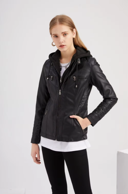 Lederjacke Damen Elegant Schwarz Lederschutz - BerlinGlamour