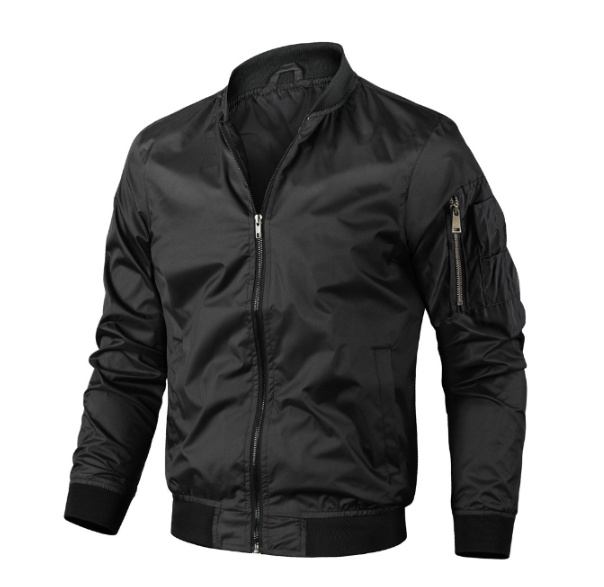 Herren Bomberjacke Warm Isoliert Schwarzes Leder